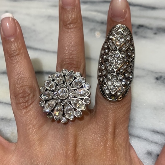 Fossil Sparkly Flower Silver Ring Size 7.5 - Picture 5 of 5